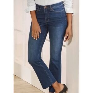 Soft Surroundings Ultimate Denim Cropped Bootcut Jeans Raw Hem‎ Size 10 Tall